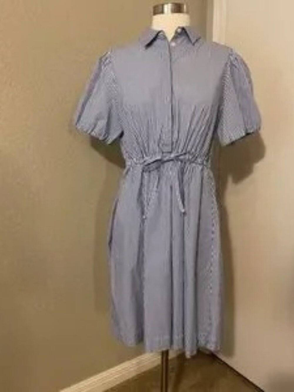 J. Crew Blue and White Striped Mini Dress